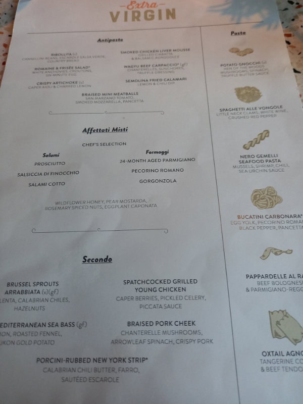 virgin cruise menu